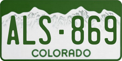 CO license plate ALS869