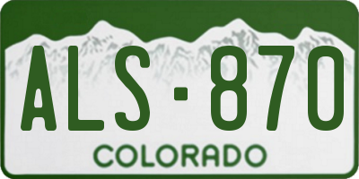 CO license plate ALS870