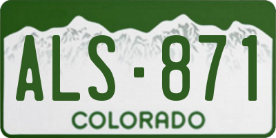 CO license plate ALS871