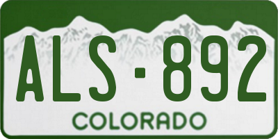 CO license plate ALS892