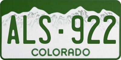 CO license plate ALS922