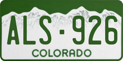 CO license plate ALS926