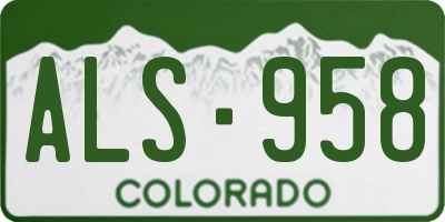CO license plate ALS958