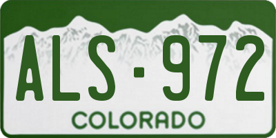 CO license plate ALS972