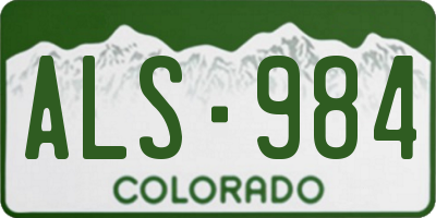 CO license plate ALS984