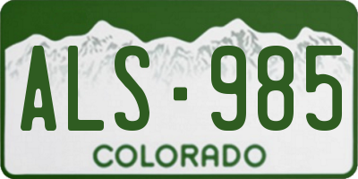 CO license plate ALS985