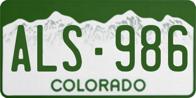 CO license plate ALS986