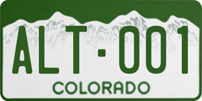 CO license plate ALT001