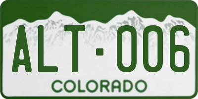 CO license plate ALT006
