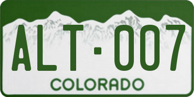 CO license plate ALT007