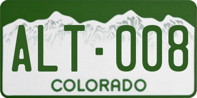 CO license plate ALT008