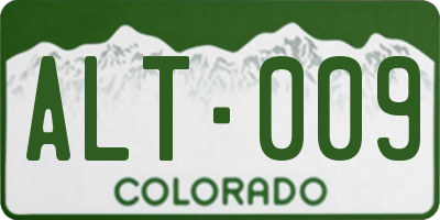 CO license plate ALT009