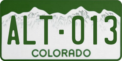 CO license plate ALT013