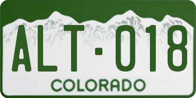 CO license plate ALT018