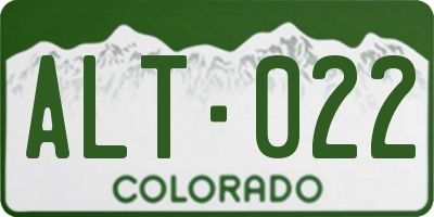 CO license plate ALT022