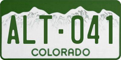 CO license plate ALT041