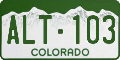 CO license plate ALT103