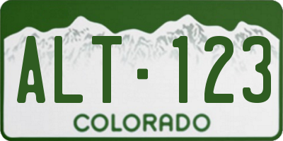 CO license plate ALT123