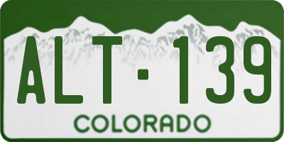 CO license plate ALT139