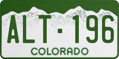 CO license plate ALT196
