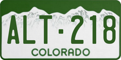 CO license plate ALT218