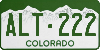 CO license plate ALT222