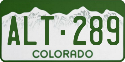 CO license plate ALT289