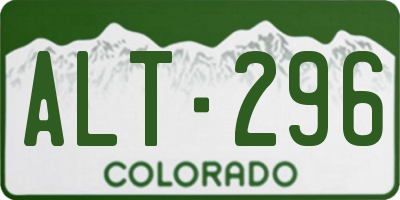 CO license plate ALT296