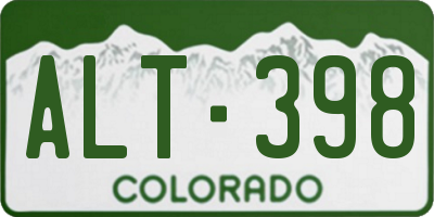 CO license plate ALT398