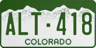 CO license plate ALT418