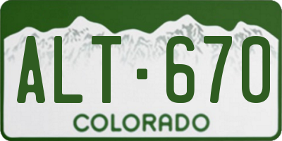 CO license plate ALT670