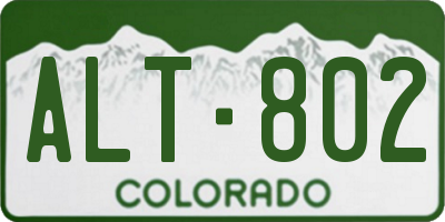 CO license plate ALT802