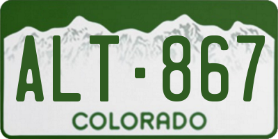 CO license plate ALT867