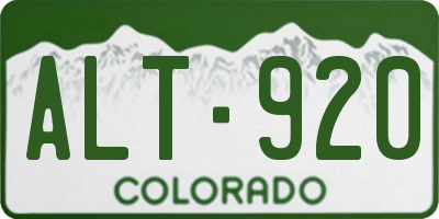 CO license plate ALT920