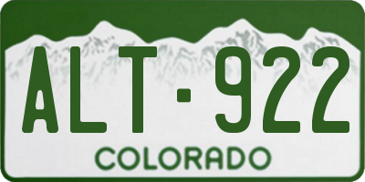 CO license plate ALT922