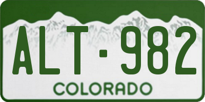 CO license plate ALT982