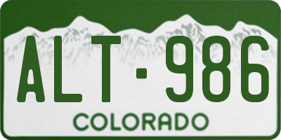 CO license plate ALT986