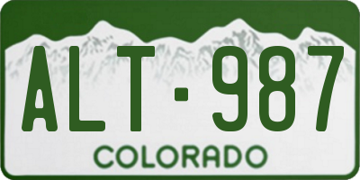 CO license plate ALT987