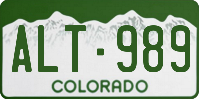 CO license plate ALT989