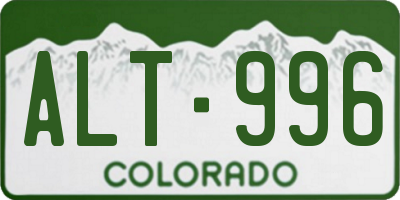 CO license plate ALT996