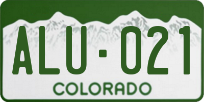 CO license plate ALU021