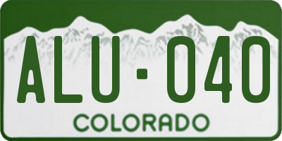 CO license plate ALU040