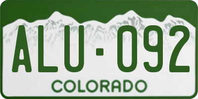 CO license plate ALU092