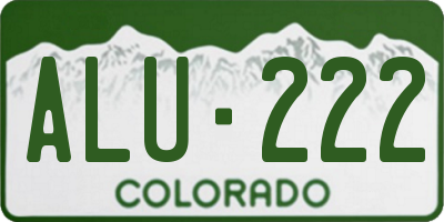 CO license plate ALU222