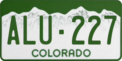 CO license plate ALU227