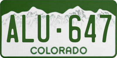 CO license plate ALU647