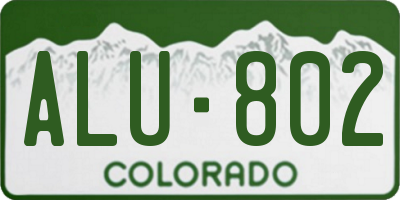 CO license plate ALU802
