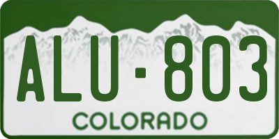 CO license plate ALU803
