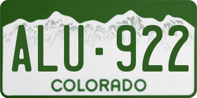 CO license plate ALU922