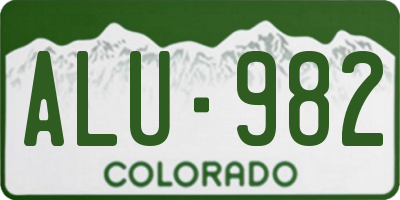 CO license plate ALU982